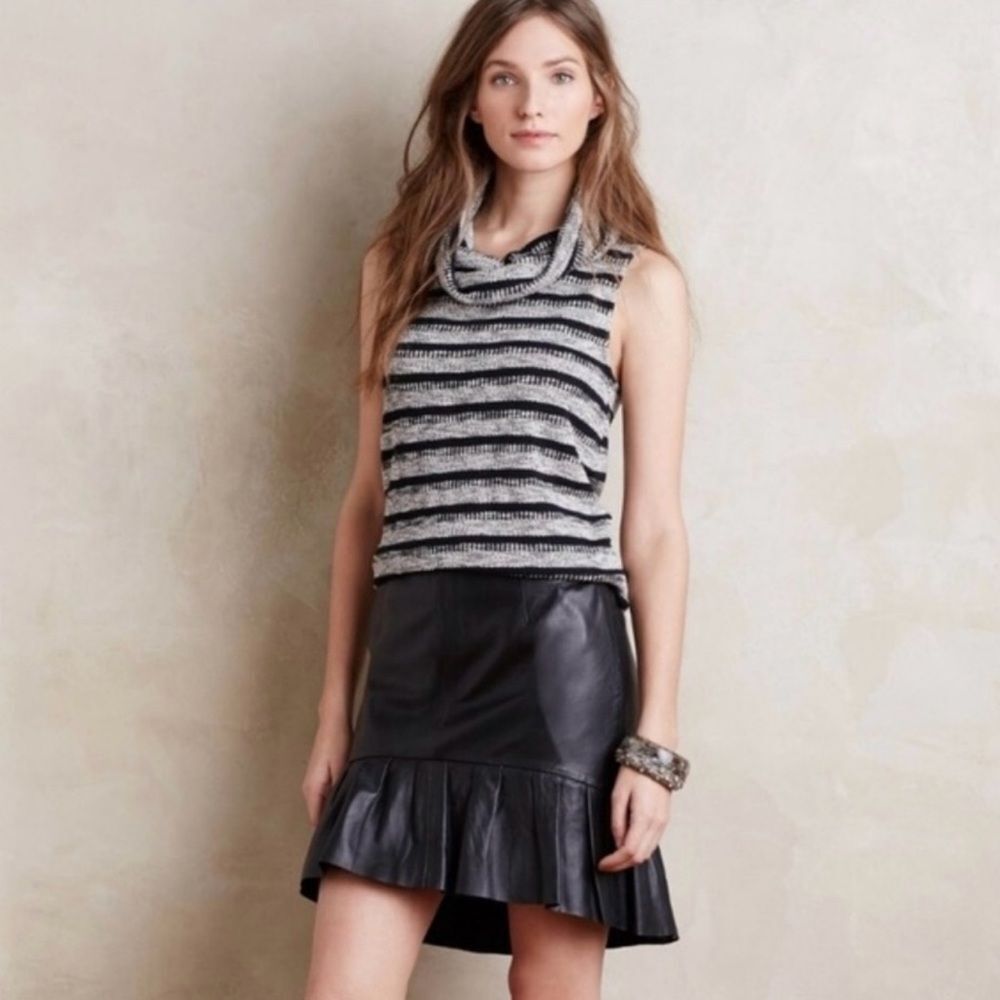 Dolan Anthropologie‎ striped sleeveless long turtleneck grey sweater sz XL US